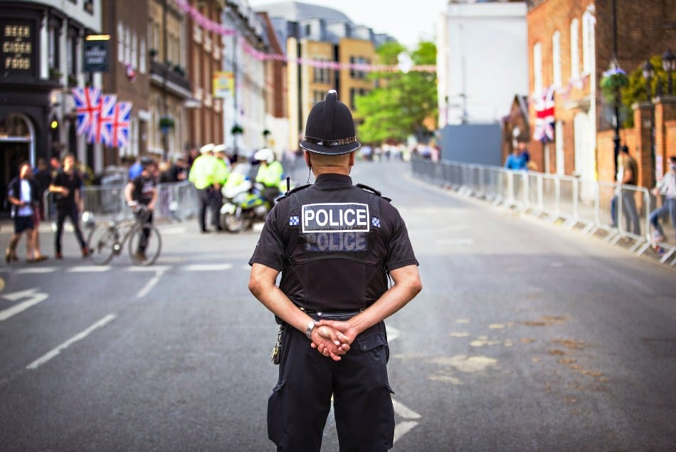 A police officer standing.