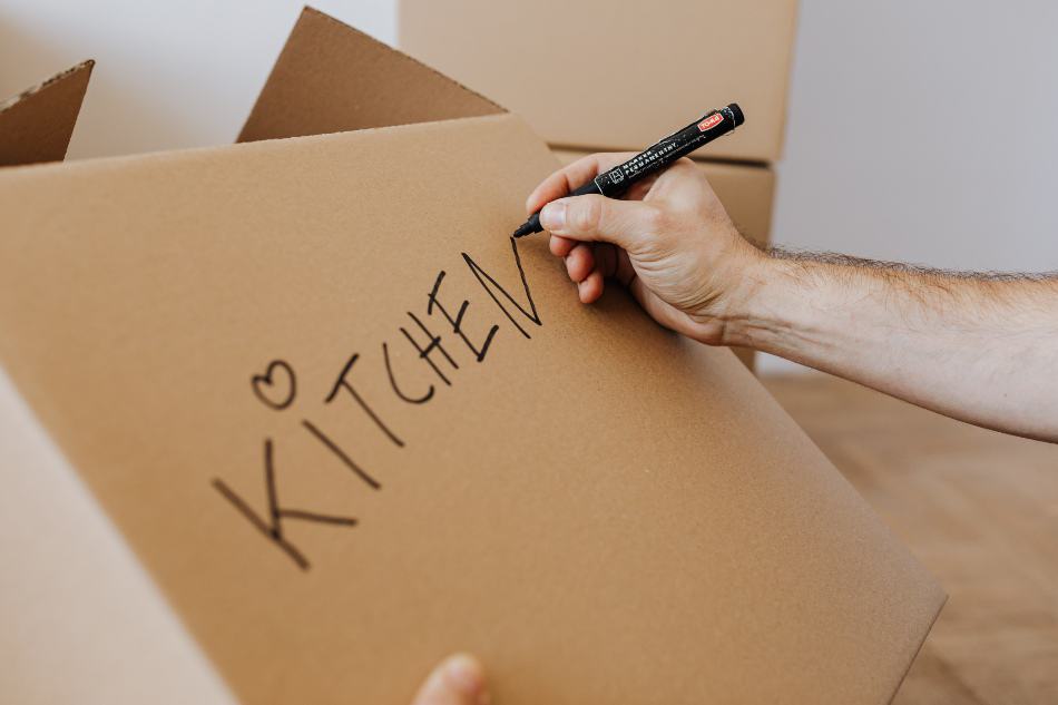 A box with a "KITCHEN" Label.