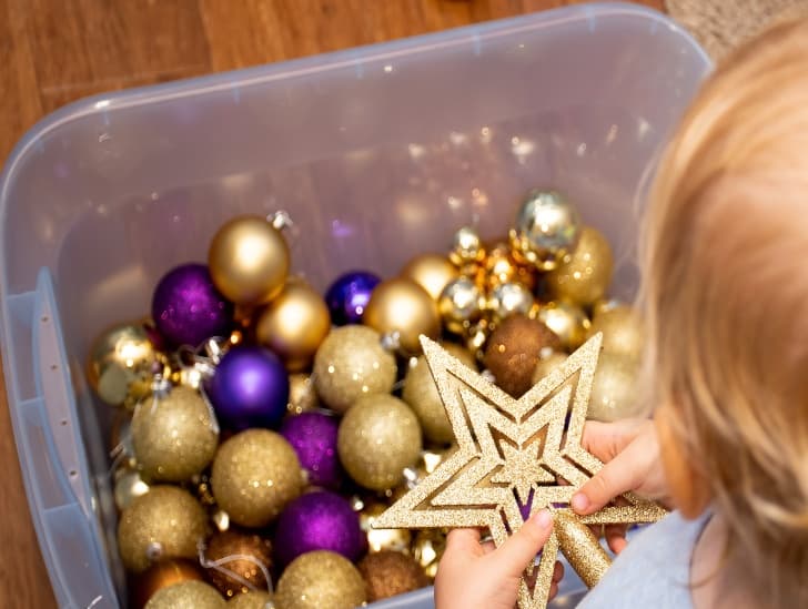 Christmas decoration on storage box,