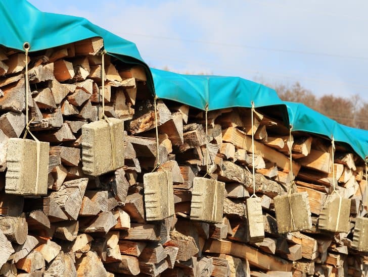 A firewood covered,