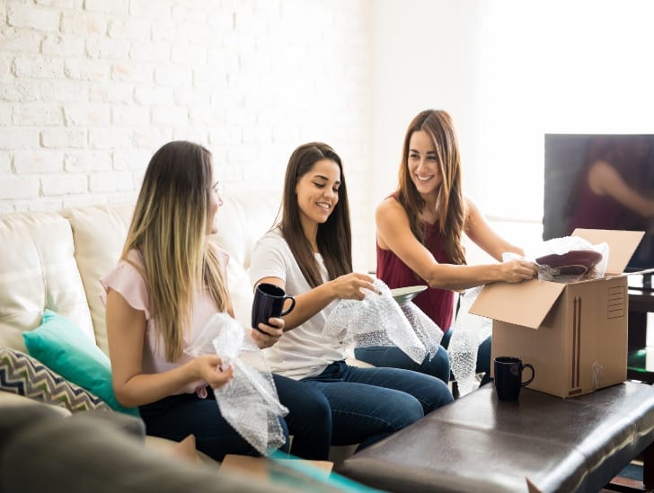 group of girls packing.