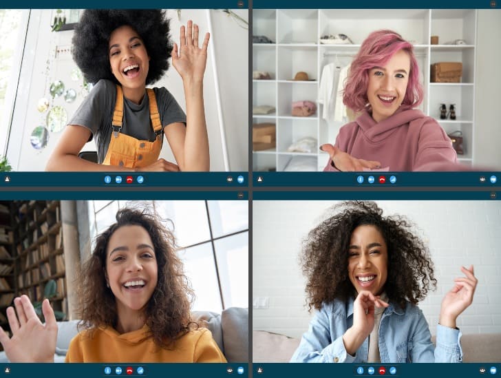 Teenagers having a video call.